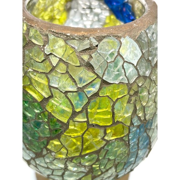 Retro MCM Mosaic Glass Brandy Snifter Candle Holder Pedestal Vase 1970's Vintage - Picture 11 of 15